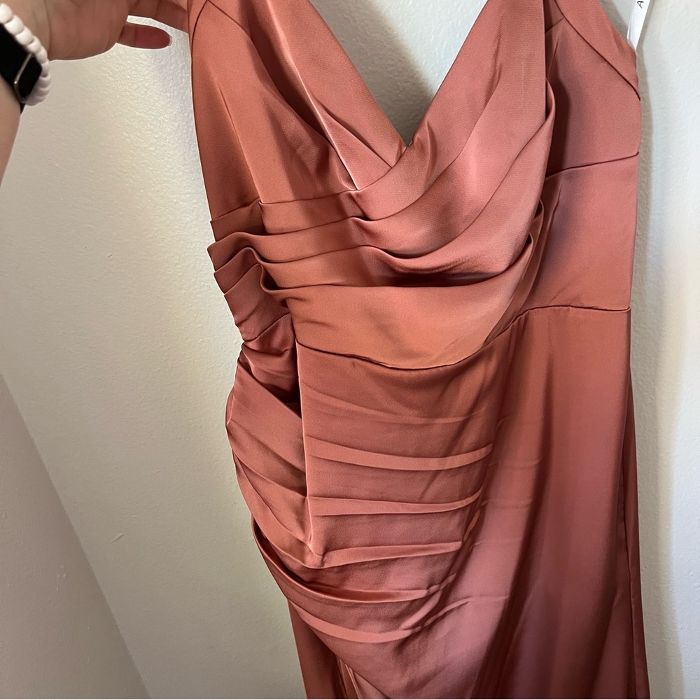 ❗️💲CLOSEOUT SALE: $5 💲❗️- Azazie Backless Halter Dress in Rust - Picture 4 of 8